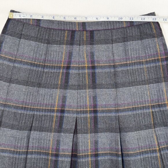 Vintage Gray Plaid 100% Wool Pleated Skirt Size 28 | Small Academia Prep - Picture 11 of 15